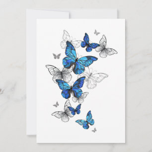 Invitation Papillons volants bleus Morpho