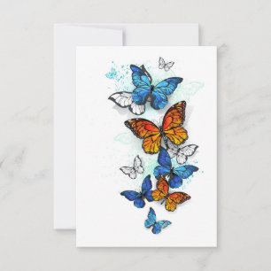 Invitation Papillons volants Morpho et Monarch