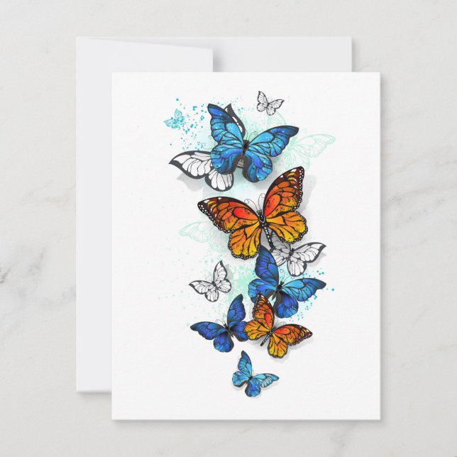 Invitation Papillons volants Morpho et Monarch (Devant)