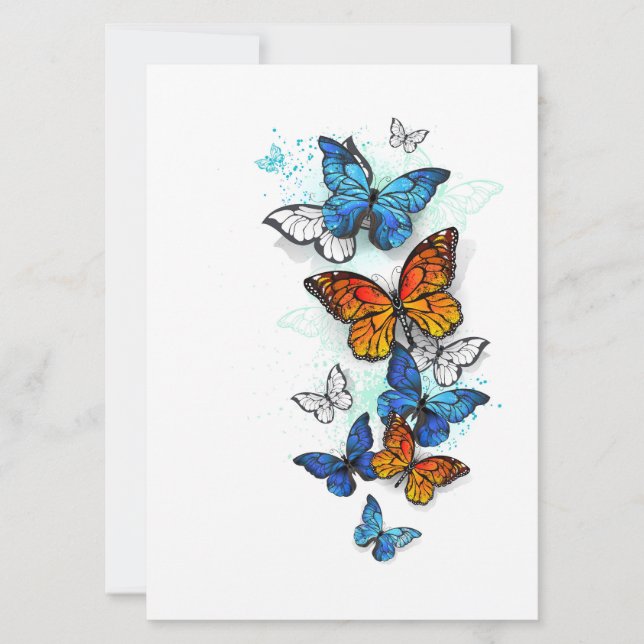 Invitation Papillons volants Morpho et Monarch (Devant)