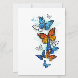 Invitation Papillons volants Morpho et Monarch