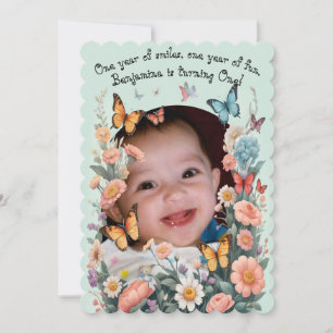 Invitation Papillons Whimsical & Fleurs Pastel Pour Enfants