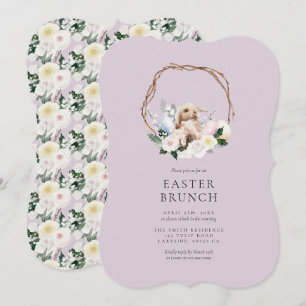 Invitation Pâques Brunch Floral Bunny Wreath