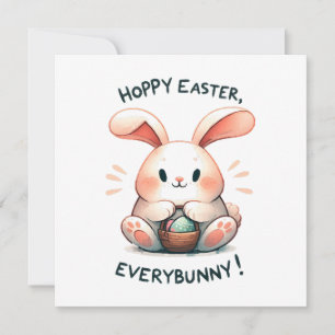 Invitation Pâques Bunny Hoppy Pâques, Tout le monde !