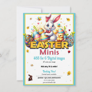 Invitation Pâques Bunny & Oeufs Photographie Minis Mini Flyer