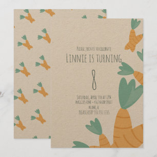 Invitation Pâques Carott Bund'Anniversaire Kraft