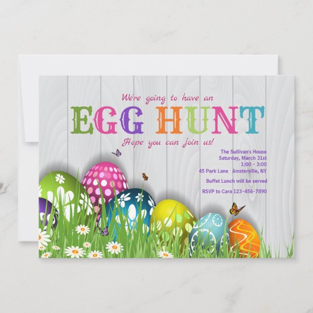 Invitation Pâques dans l'invitation de jardin (Devant)