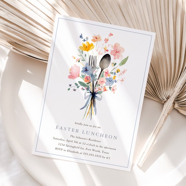 Invitation Pâques Fleuris Déjeuner Élégant (Créateur téléchargé)