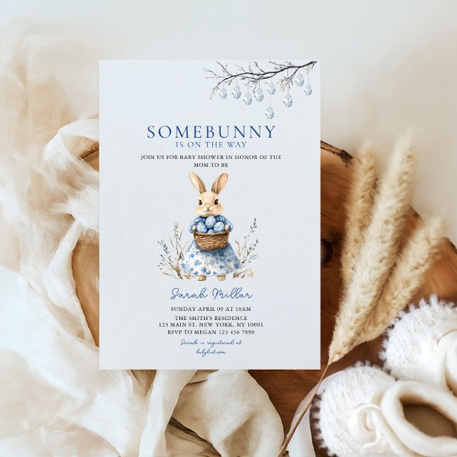 Invitation Pâques Floral Bunny Chinoiserie Baby shower (Créateur téléchargé)