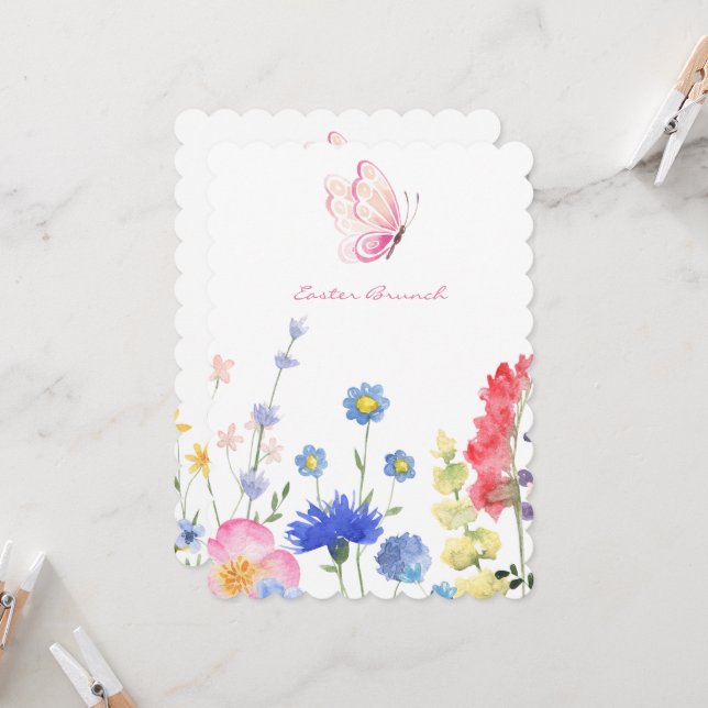 Invitation Pâques Floral Rustique (Devant/Arrière en situation)