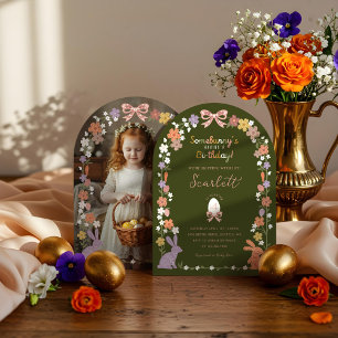 Invitation Pâques florales La photo d’anniversaire de Somebun