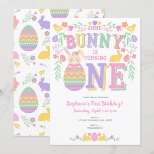Invitation Pâques, Lapin, Printemps, 1er Anniversaire