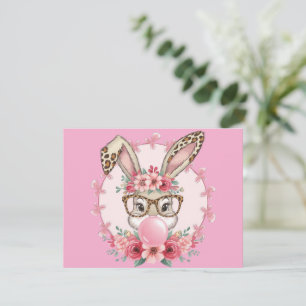 Invitation Pâques mignonne Floral Bunny Leopard cadeau