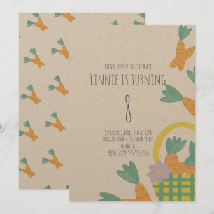 Invitation Pâques Panier rempli de carottes Anniversaire Kraf