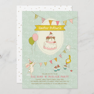 Invitation Pâques Potluck Oeuf chasse fête