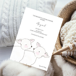 Invitation Pâques Printemps Petit agneau Baby shower Twins