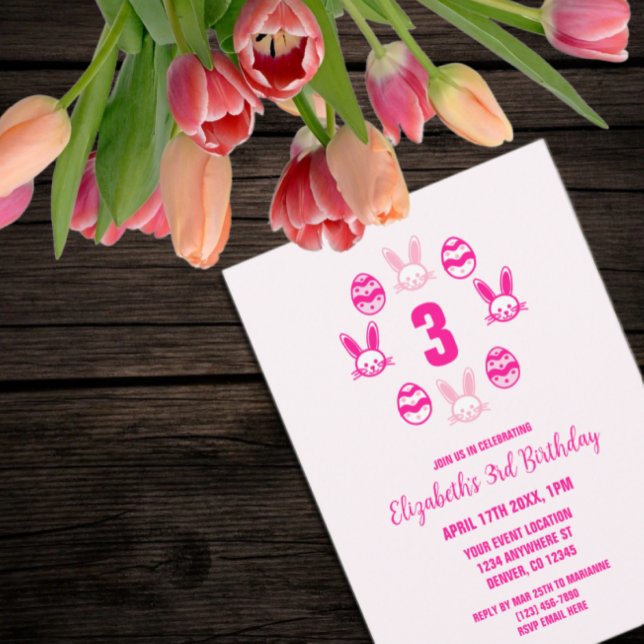 Invitation Pâques rose 3e anniversaire (Créateur téléchargé)