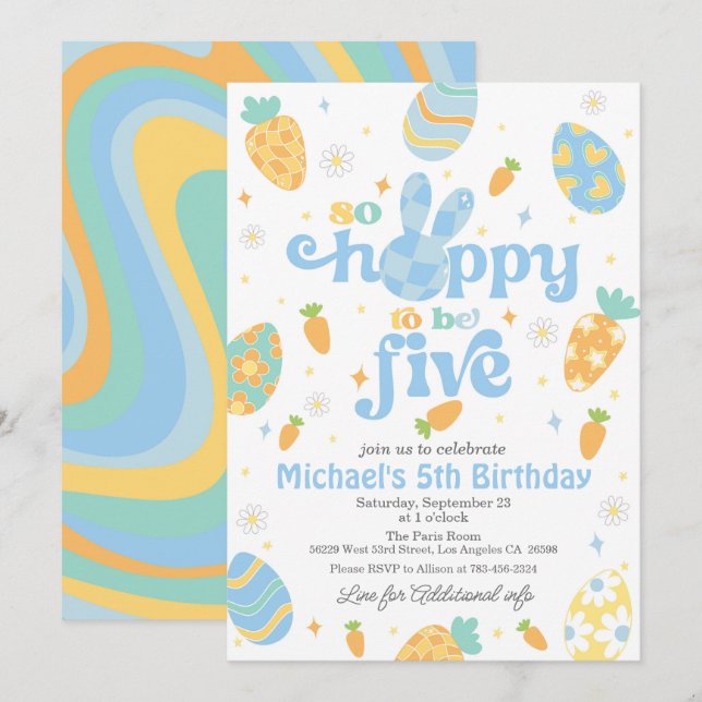 Invitation Pâques si espéré être cinq garçon Anniversaire (Devant / Derrière)