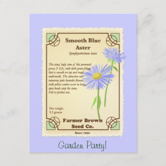 Invitation Paquet bleu de graine d'aster