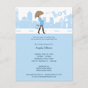 Invitation Paquet bleu d'invitation de baby shower de joie