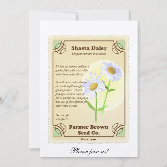 Invitation Paquet de graine de marguerite de Shasta (Devant)
