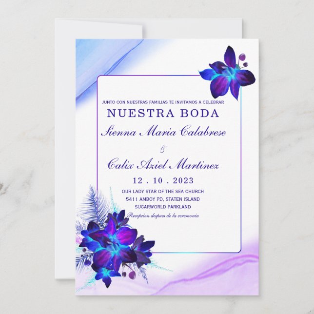 Invitation Paquet de mariage Orchidée bleue (Devant)