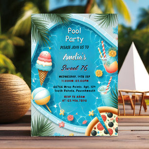 Invitation Par Boy Fun Ado Adulte Pool Party Sweet 16 Anniver