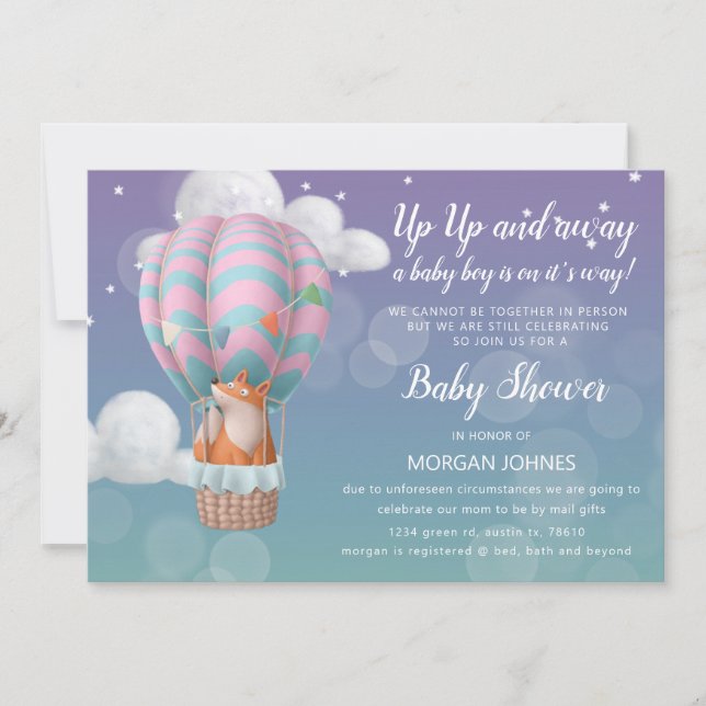 Invitation par courrier pour Baby Shower animaux e (Devant)