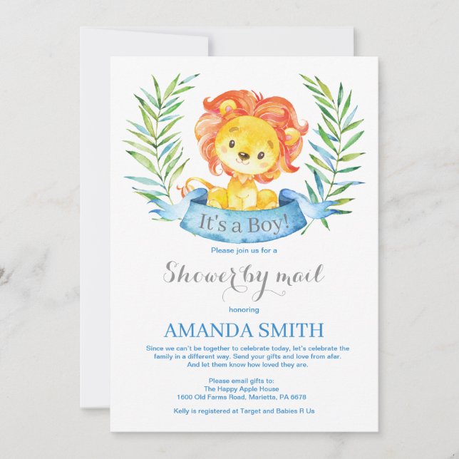 Invitation par courrier pour une Baby Shower sur l (Devant)
