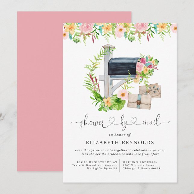 Invitation par courrier pour une fête de mariage v (Devant / Derrière)
