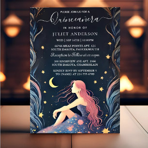 Invitation Par Dark Fun Star Prom Starry Night Sky Quinceaner