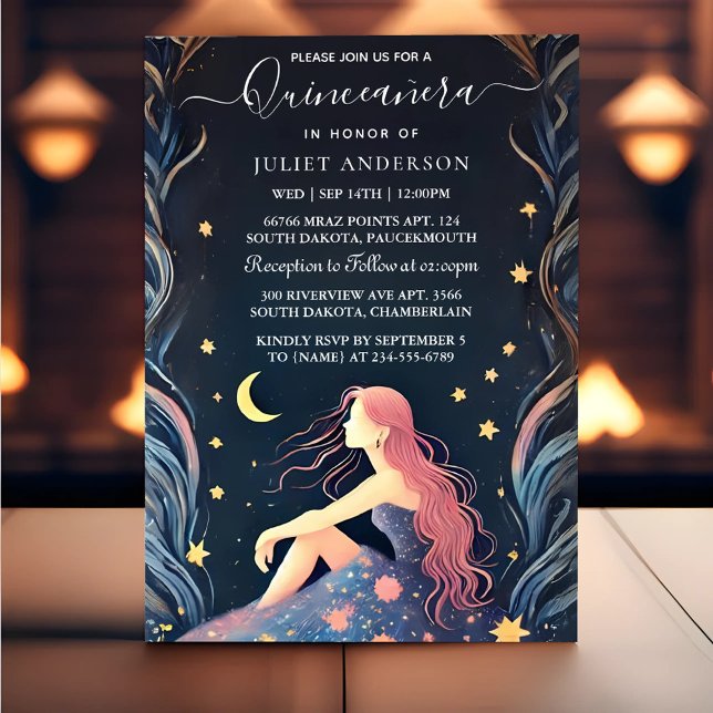 Invitation Par Dark Fun Star Prom Starry Night Sky Quinceaner (Créateur téléchargé)