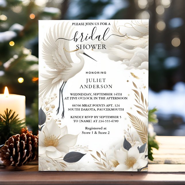 Invitation Par Feather Asian Sky Cloud Crane Fête des mariées (Créateur téléchargé)