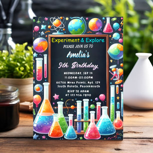 Invitation Par Fun Lab Kids Geek Nerd Mad Science 9e annivers