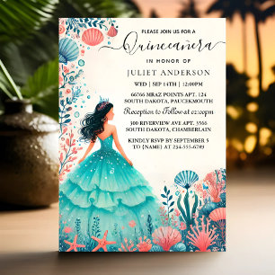 Invitation Par L'Eau La Vie Du Poisson Sous La Quinceanera