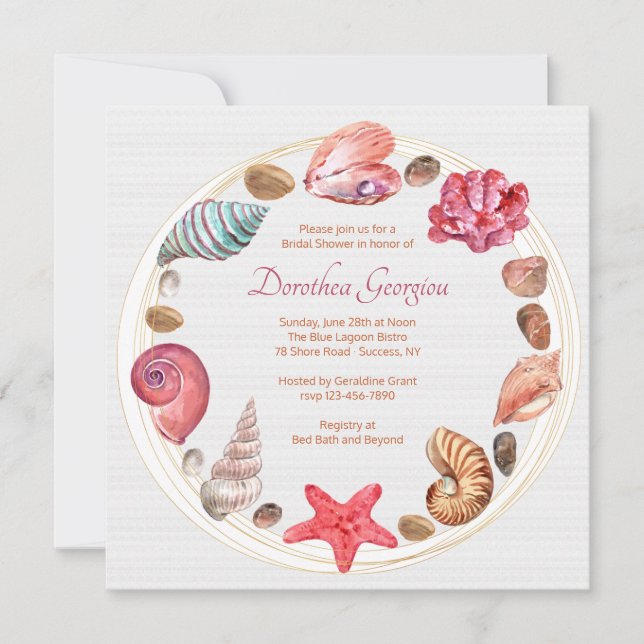 Invitation Par l'invitation de la douche nuptiale de mer (Devant)