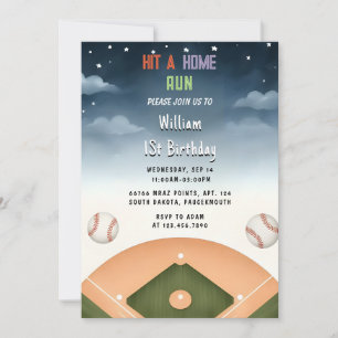 Invitation Par Men Ball Wood Jeu Équipe Baseball 1er Annivers