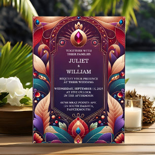 Invitation Par Rich Soft Turquoise Fall Gem Bold Jewel Tone M