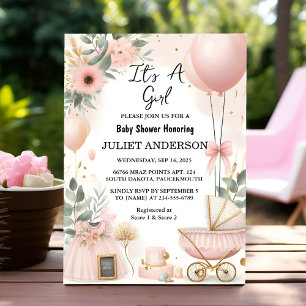 Invitation Par Rose Boho Gold Maman Chic Printemps Baby Girl