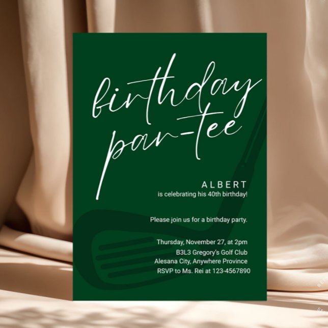 Invitation Par-Tee d'anniversaire de golf minimaliste vert po (lets par tee, modern, trendy golf invitation, golf theme birthday, golf invitations, golf birthday p)