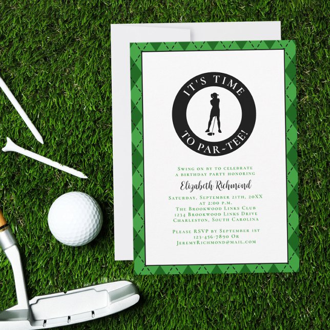 Invitation Par Tee Golfer Funny Humour Fête d'anniversaire po (Par Tee Golfer Funny Humor Birthday Party For Her Invitation)