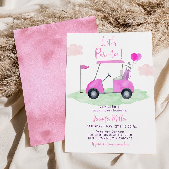 Invitation Par-tee Pink Girl Golf Baby shower (Créateur téléchargé)