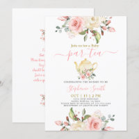 Invitation par thé Baby shower fille