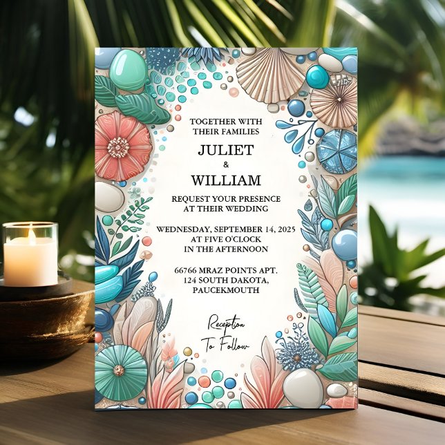 Invitation Par Tribal Aqua Sand Work Stabilisé Mariage de ver (Créateur téléchargé)
