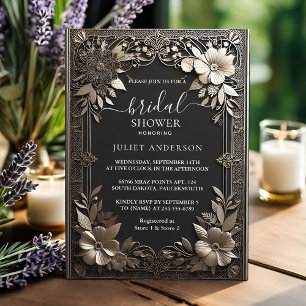 Invitation Par Vintage Floral Gold Foil Douche nuptiale intég