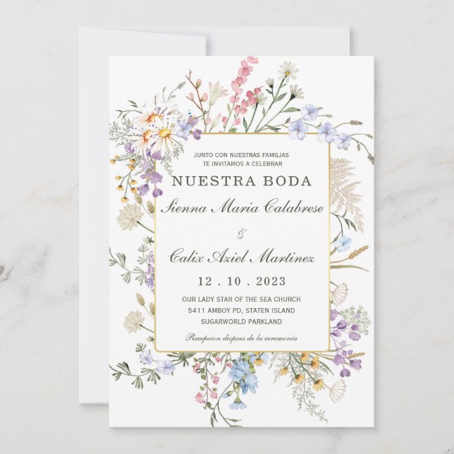 Invitation Para Bodas Rústicas En Español (Devant)
