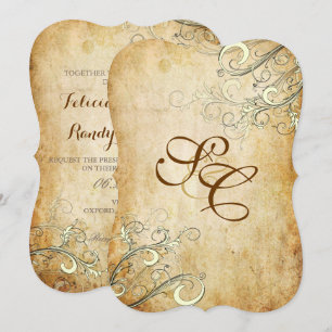 Invitation PARACHEMINEMENT PixDezines VINTAGE DE CRÈME SWIRLS