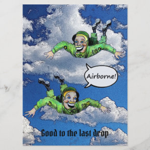 Invitation Parachutiste de saut d'armée, dessin humoristique 