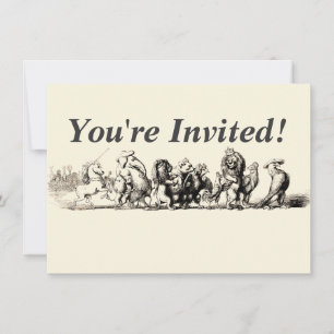 Invitation Parade d'animaux de livre d'images vintage : Art m