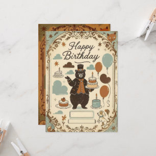 Invitation Parade d'anniversaire de l'ours et du ballon